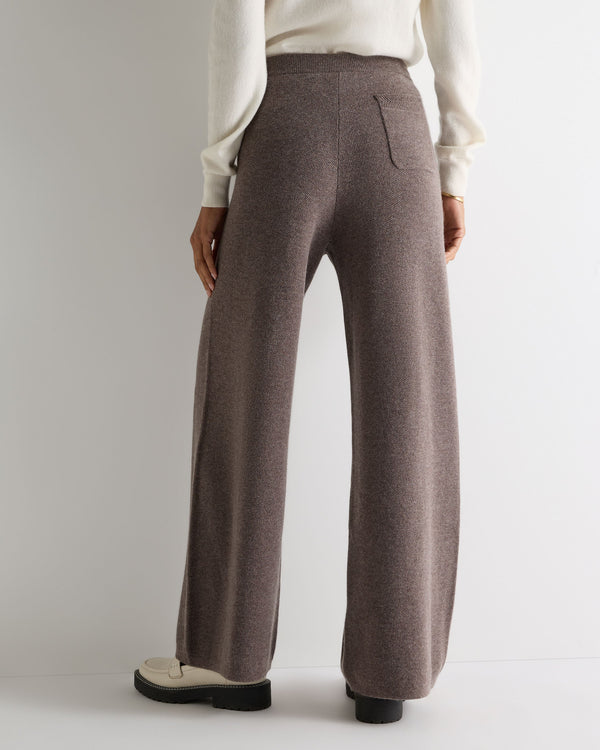 N.Peal Women's Honeycomb Knit Cashmere Trouser Otter Brown