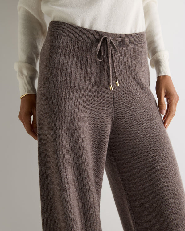 N.Peal Women's Honeycomb Knit Cashmere Trouser Otter Brown