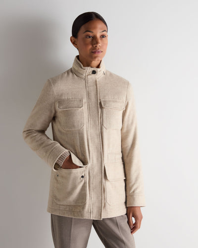 N.Peal Women's Avola Herringbone Jacket Beige Brown
