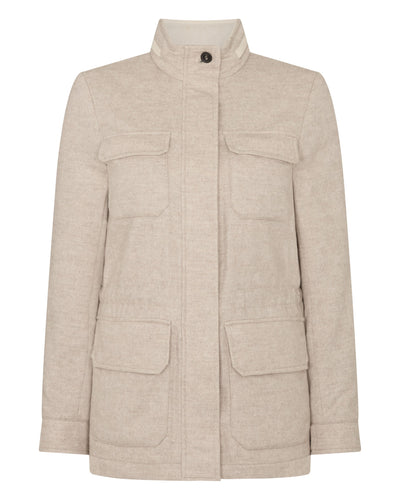 N.Peal Women's Avola Herringbone Jacket Beige Brown