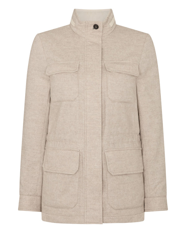N.Peal Women's Avola Herringbone Jacket Beige Brown