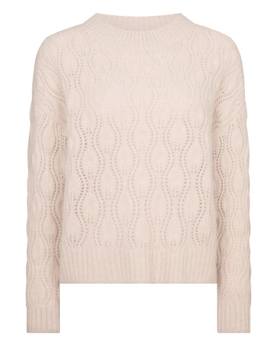 N.Peal Women's Chunky Lace Stitch Cashmere Jumper Ecru White