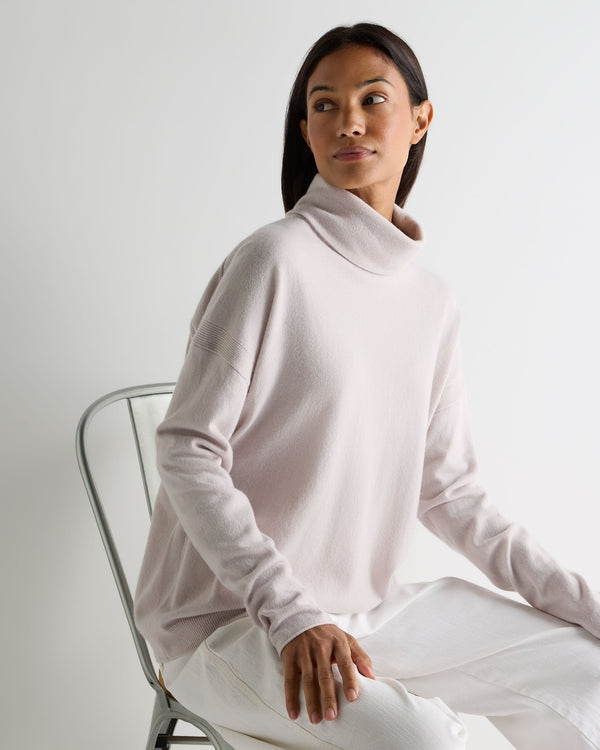 N.Peal Women's Victoria Turtle Neck Cashmere Jumper Snow Grey