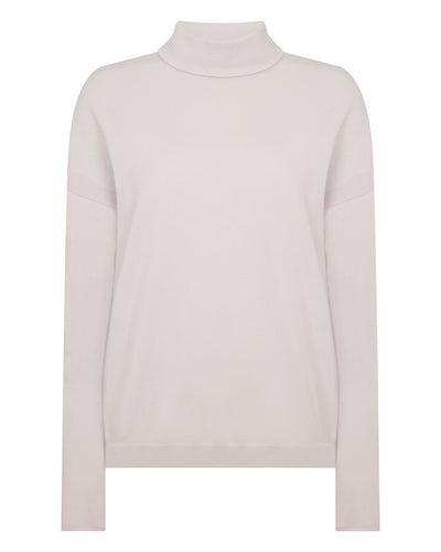N.Peal Women's Victoria Turtle Neck Cashmere Jumper Snow Grey