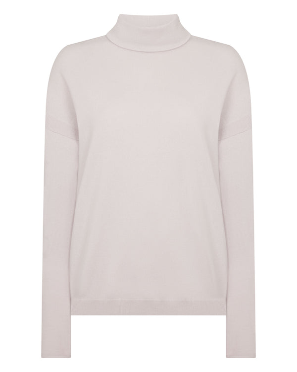 N.Peal Women's Victoria Turtle Neck Cashmere Jumper Snow Grey