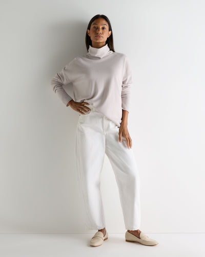 N.Peal Women's Victoria Turtle Neck Cashmere Jumper Snow Grey