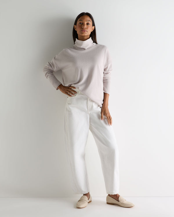 N.Peal Women's Victoria Turtle Neck Cashmere Jumper Snow Grey