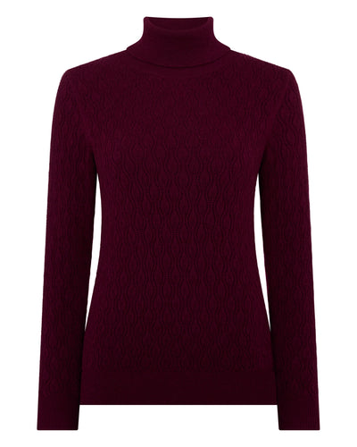 N.Peal Women's Lace Stitch Cashmere Jumper Bordeaux Red