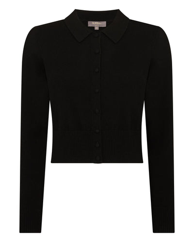 N.Peal Women's Thea Collared Cashmere Cardigan Black