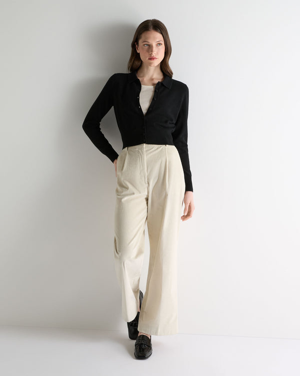 N.Peal Women's Thea Collared Cashmere Cardigan Black