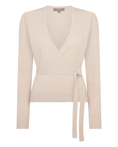 N.Peal Women's Arabella Wrap Cashmere Cardigan Ecru White