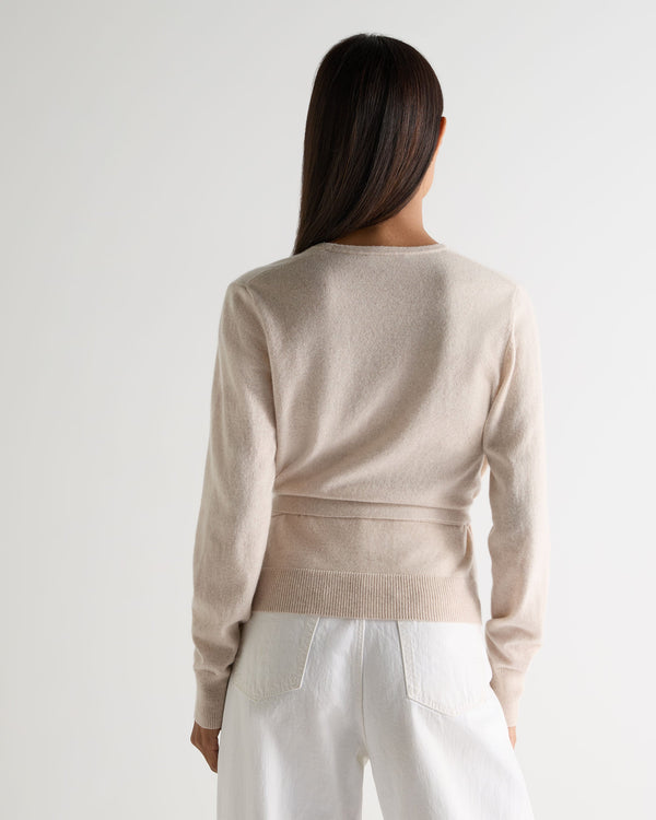 N.Peal Women's Arabella Wrap Cashmere Cardigan Ecru White