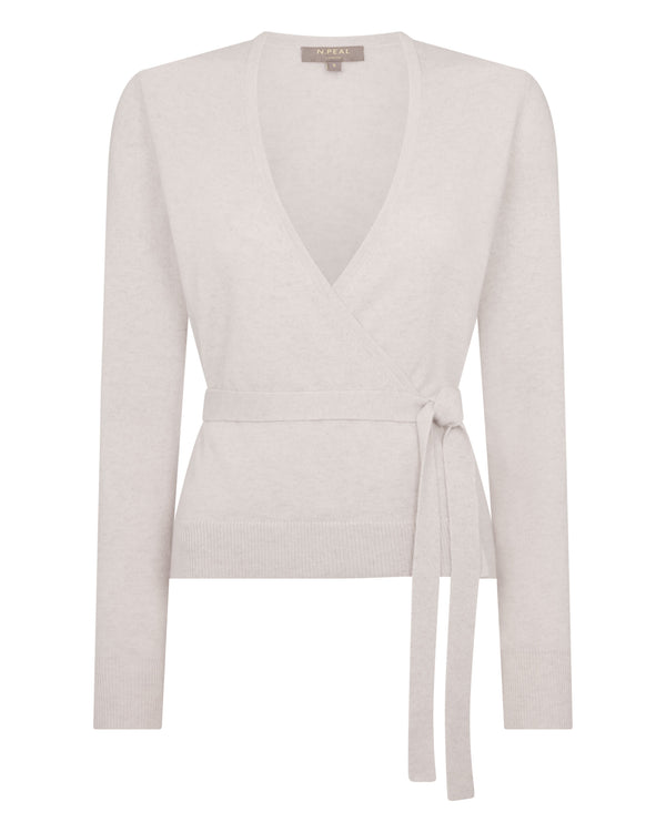 N.Peal Women's Arabella Wrap Cashmere Cardigan Pebble Grey