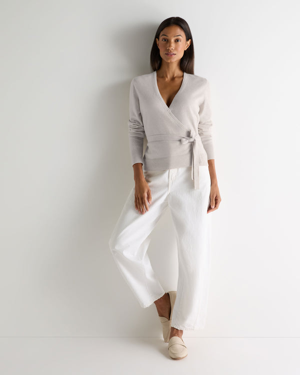 N.Peal Women's Arabella Wrap Cashmere Cardigan Pebble Grey