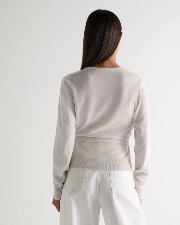 N.Peal Women's Arabella Wrap Cashmere Cardigan Pebble Grey