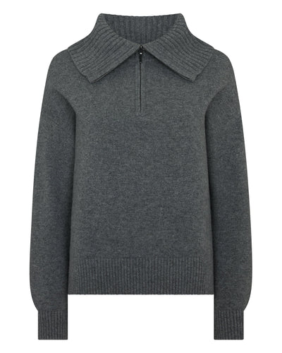 N.Peal Women's Cashmere Half Zip Cashmere Jumper Elephant Grey