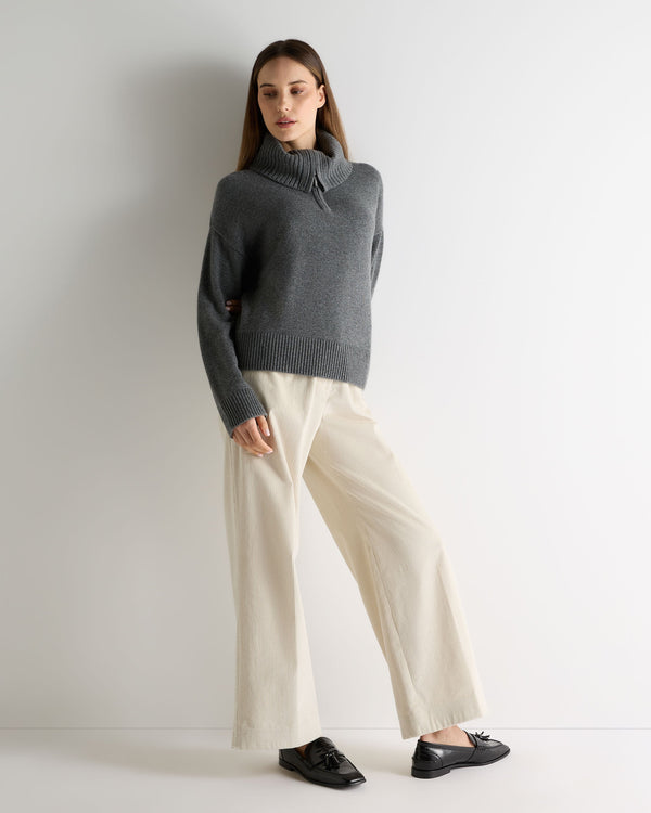 N.Peal Women's Cashmere Half Zip Cashmere Jumper Elephant Grey
