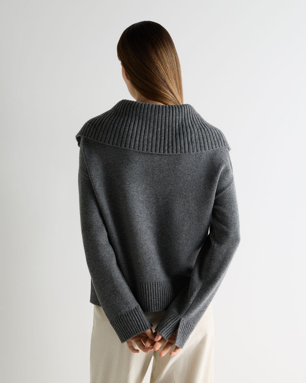 N.Peal Women's Cashmere Half Zip Cashmere Jumper Elephant Grey