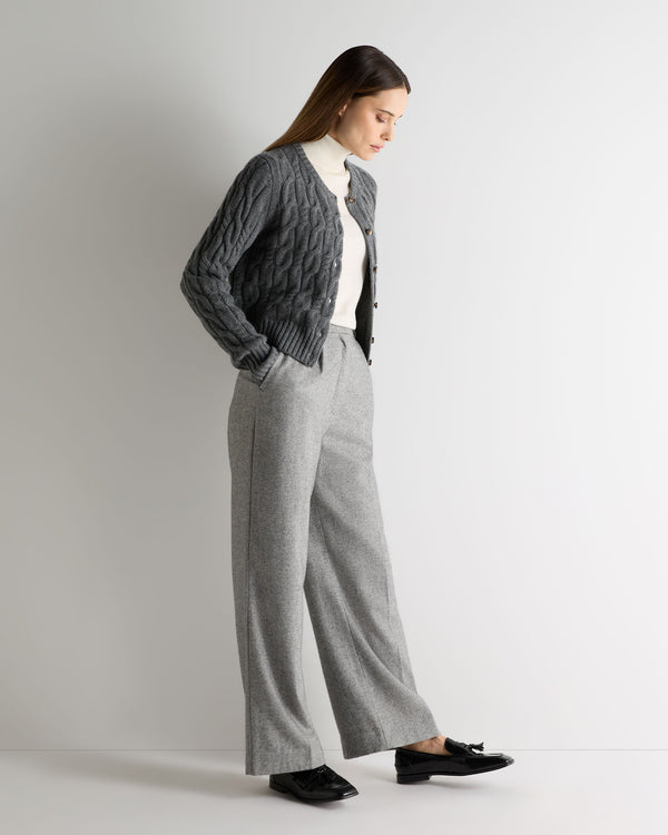 N.Peal Women's Cable Cashmere Cardigan Elephant Grey