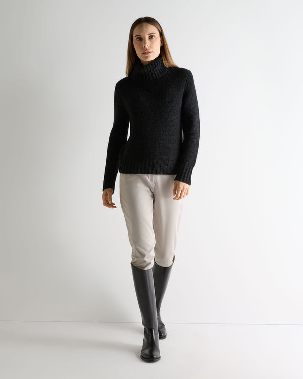 N.Peal Women's Hazel Hand Knit Cashmere Jumper Charcoal Grey Melange
