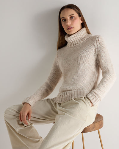 N.Peal Women's Hazel Hand Knit Cashmere Jumper Ecru White