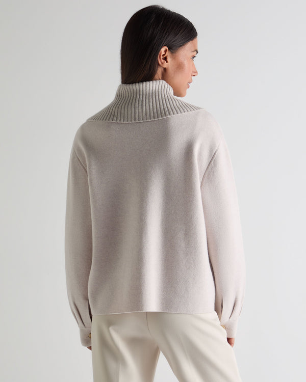 N.Peal Women's Milano Cashmere Overshirt Frost White