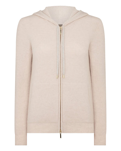 N.Peal Women's Ada Ribbed Cashmere Hoodie Ecru White