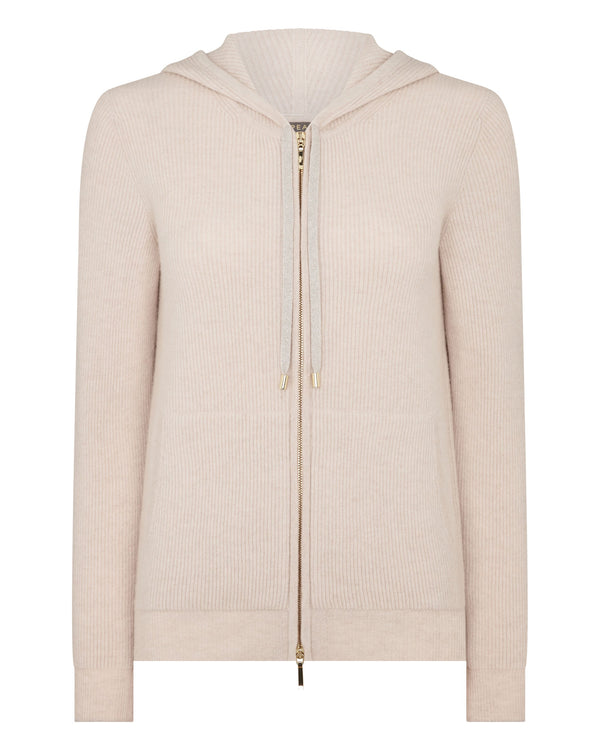 N.Peal Women's Ada Ribbed Cashmere Hoodie Ecru White
