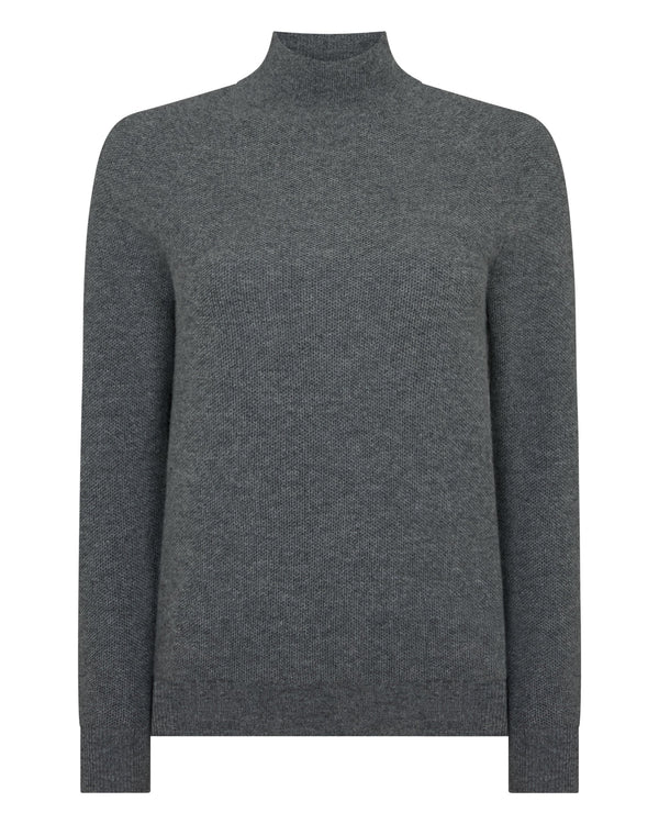 N.Peal Women's Honeycomb Knit Cashmere Jumper Elephant Grey