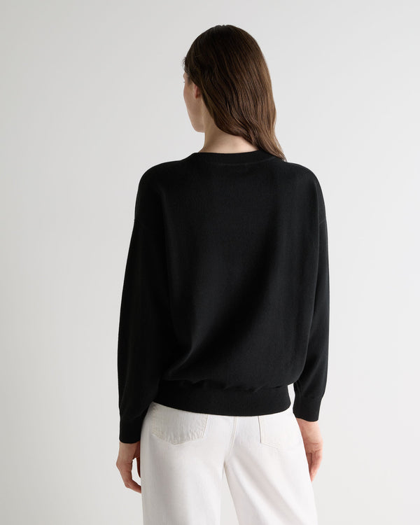 N.Peal Women's Oversized Round Neck Cashmere Jumper Black