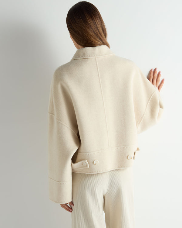 N.Peal Women's Woven Cashmere Short Jacket Off White