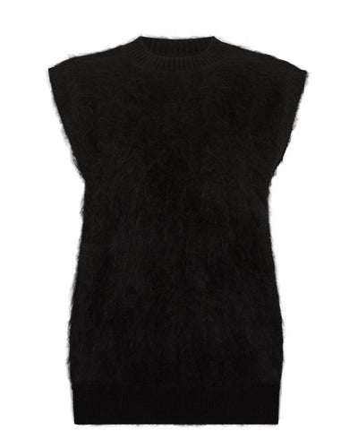 N.Peal Women's Brushed Cashmere Tank Top Black