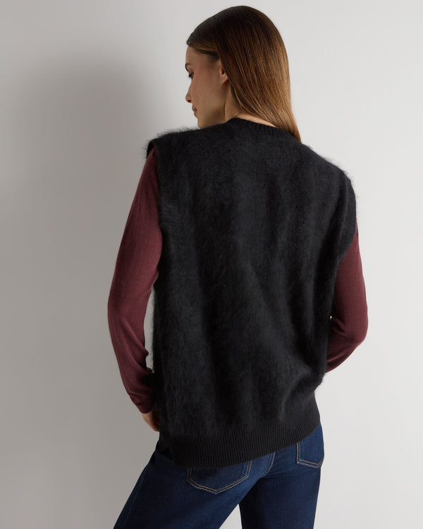 N.Peal Women's Brushed Cashmere Tank Top Black