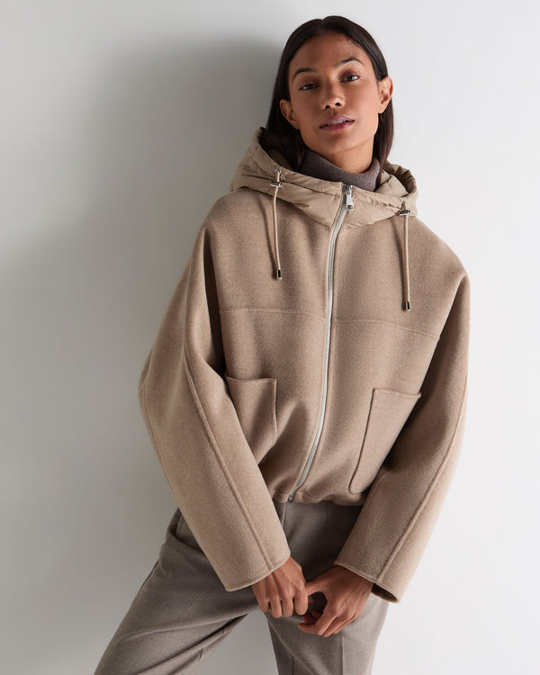 N.Peal Women's Down Hood Jacket Taupe Brown