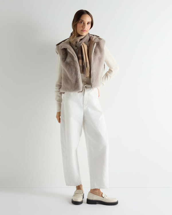 N.Peal Women's Rex Fur Hooded Gilet Beige Brown