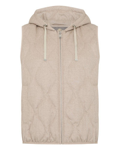 N.Peal Women's Padded Gilet With Hood Beige Brown