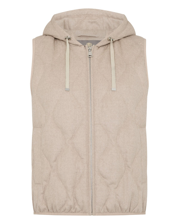 N.Peal Women's Padded Gilet With Hood Beige Brown