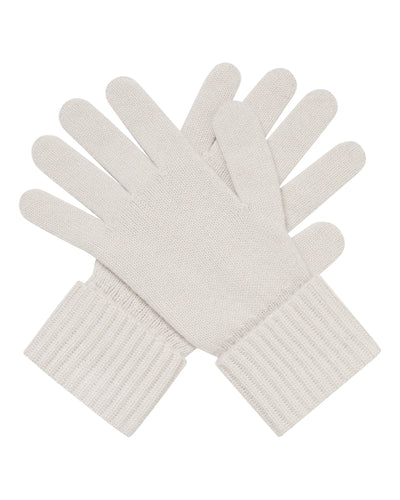 N.Peal Women's Ribbed Cashmere Gloves With Lurex Frost White Sparkle