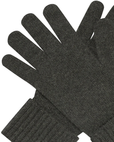 N.Peal Women's Ribbed Cashmere Gloves Grey Moss