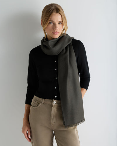 N.Peal Women's Pashmina Cashmere Stole Grey Moss