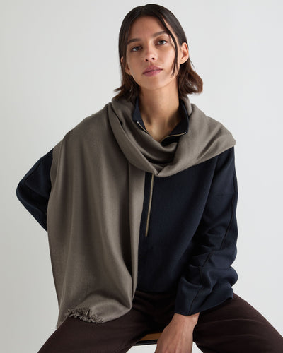 N.Peal Women's Pashmina Cashmere Stole Wood Smoke Brown