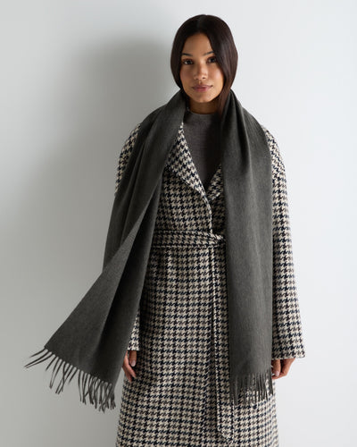 N.Peal Unisex Large Woven Cashmere Scarf Grey Moss