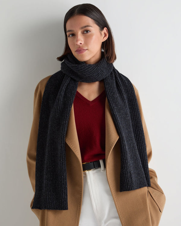 Unisex Short Ribbed Cashmere Scarf 2