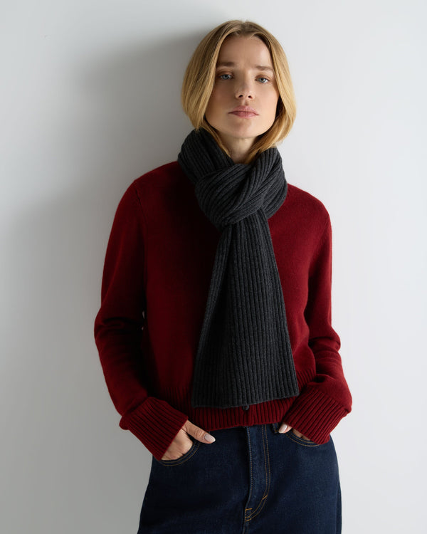 Unisex Short Ribbed Cashmere Scarf 2