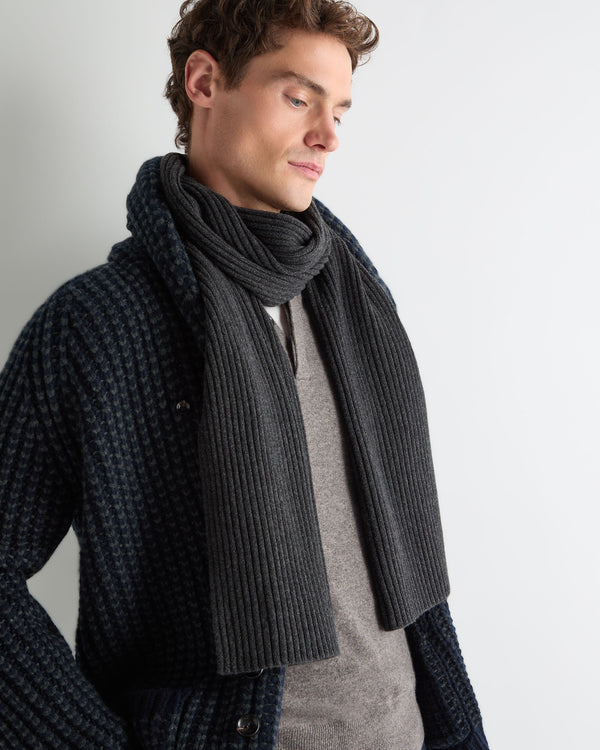 Unisex Short Ribbed Cashmere Scarf 6