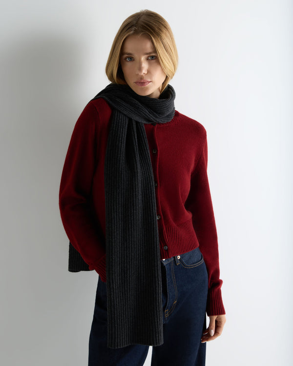 Unisex Short Ribbed Cashmere Scarf 4