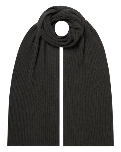 N.Peal Unisex Short Ribbed Cashmere Scarf Grey Moss