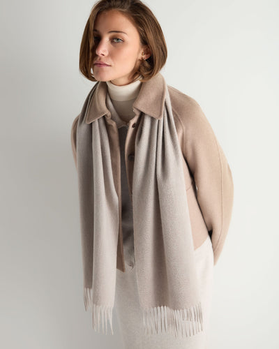 N.Peal Unisex Woven Cashmere Scarf Oat Grey