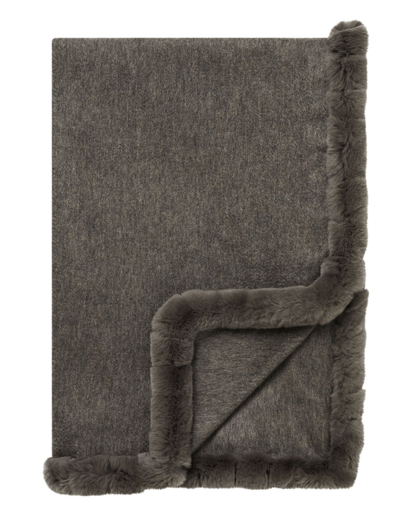 Women's Meribel Woven Fur Trim Cashmere Shawl 1