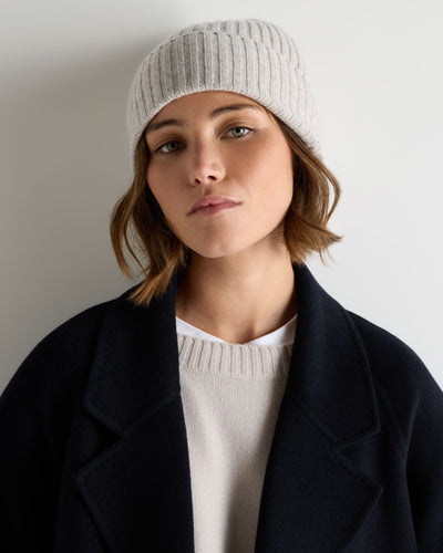 N.Peal Unisex Chunky Ribbed Cashmere Hat Cashmere Grey Melange
